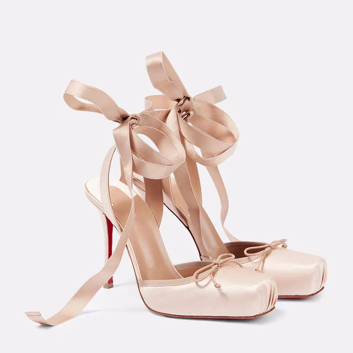 Ballerines à talons hauts à bout carré pour femmes
