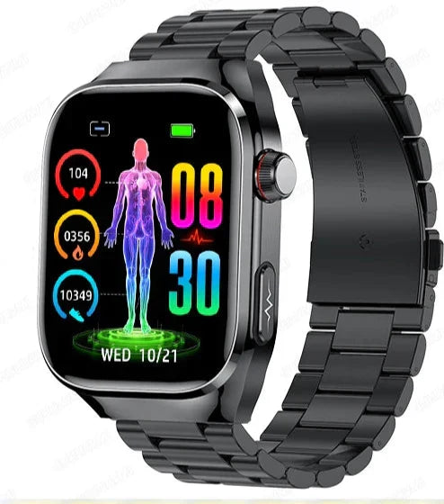 Montre connectée pour le suivi de la glycémie, ECG, mesure de l'acide urique, connectivité Bluetooth