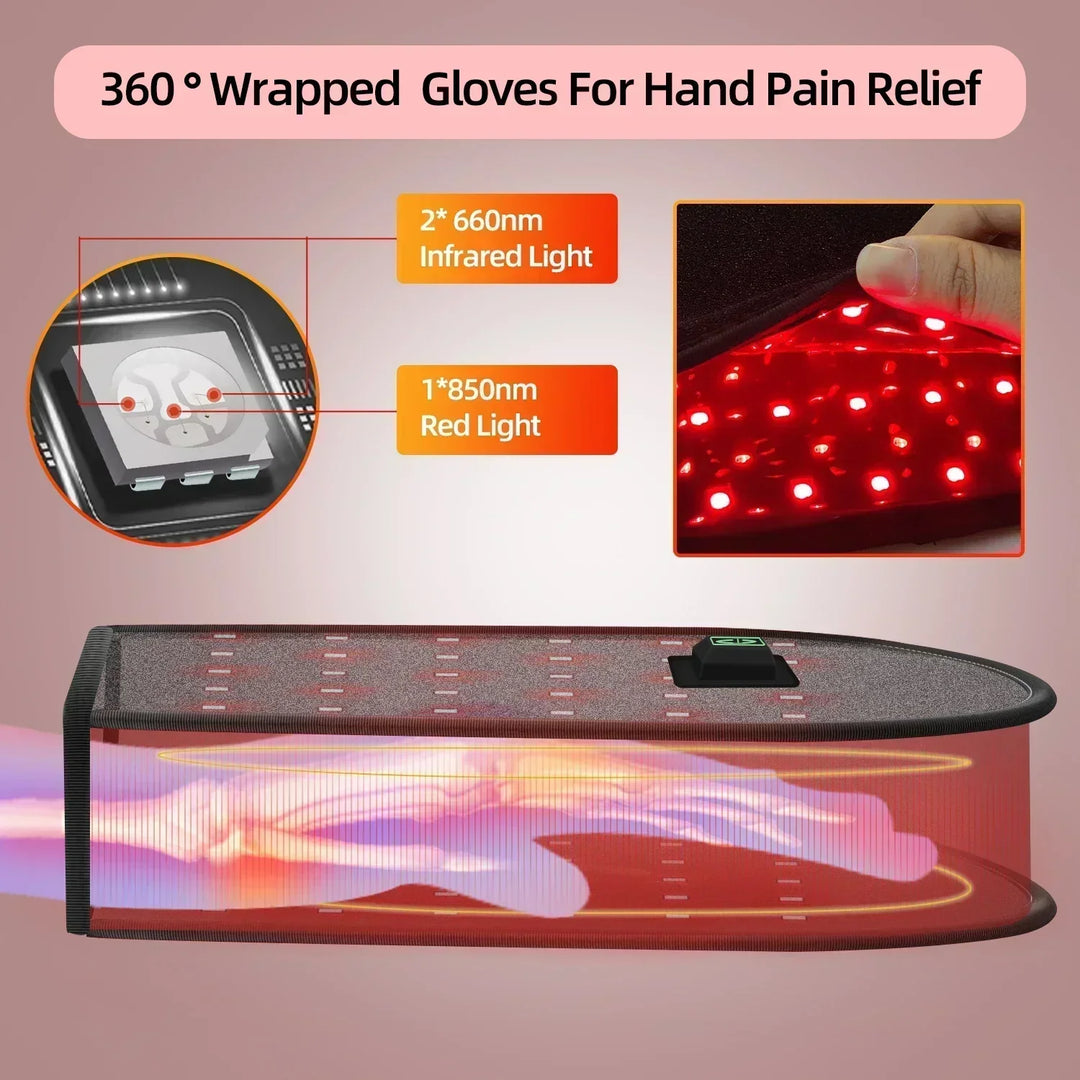 Gant de thérapie par lumière rouge pour soulagement de la douleur articulaire