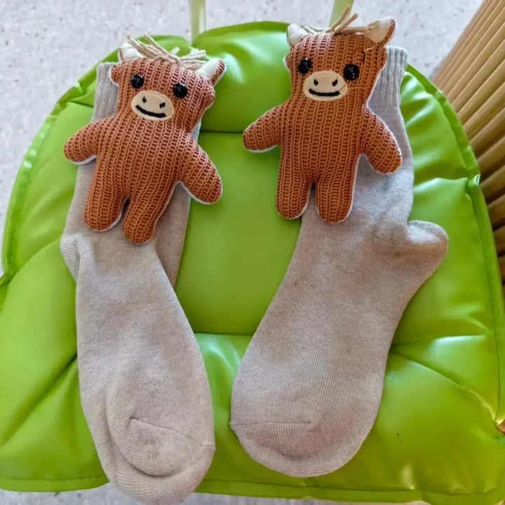 Chaussettes de Maison Confortables avec Design Animal 3D Adorable et Semelle Antidérapante Sûre