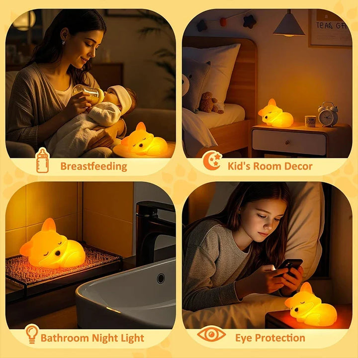 Lampe de Nuit en Silicone | Rechargeable, Dimmable & Fonction Minuterie | Idée Cadeau Adorable pour Enfants & Adultes