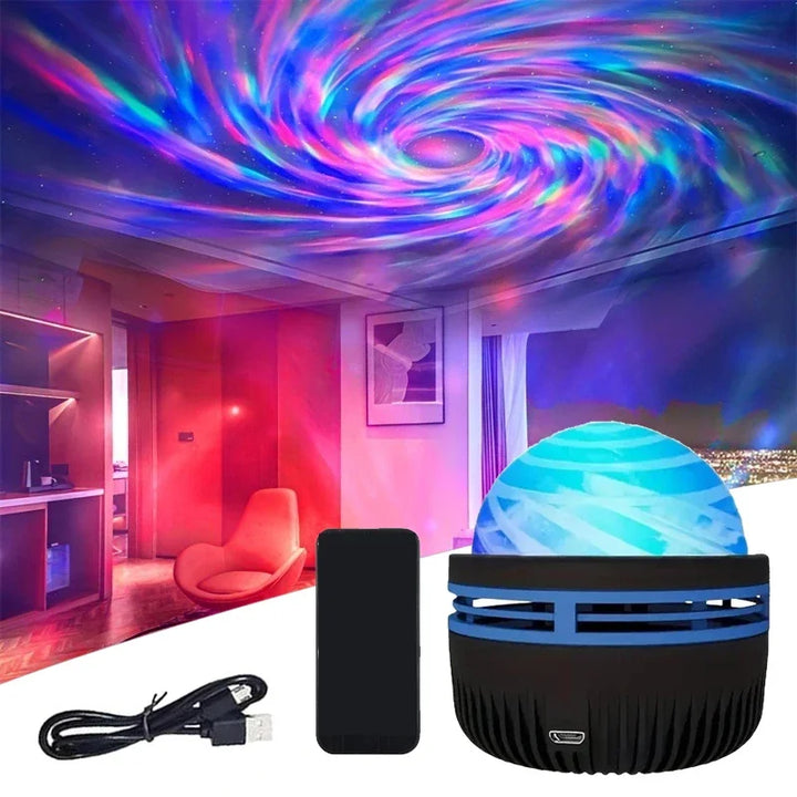Projecteur d'Aurores Boréales | Synchronisation Musicale & Télécommande | Lumière Ambiante RGB | Chargement USB | 7.8×7.8×8.7 cm