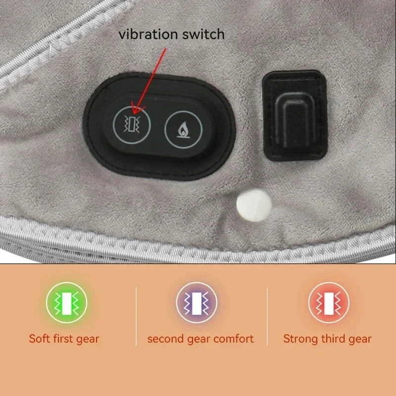 Massager de Cou & Épaules Chauffant | Coussin Chauffant USB avec Vibration | 3 Réglages de Température & Minuteur | Design en Peluche Douce