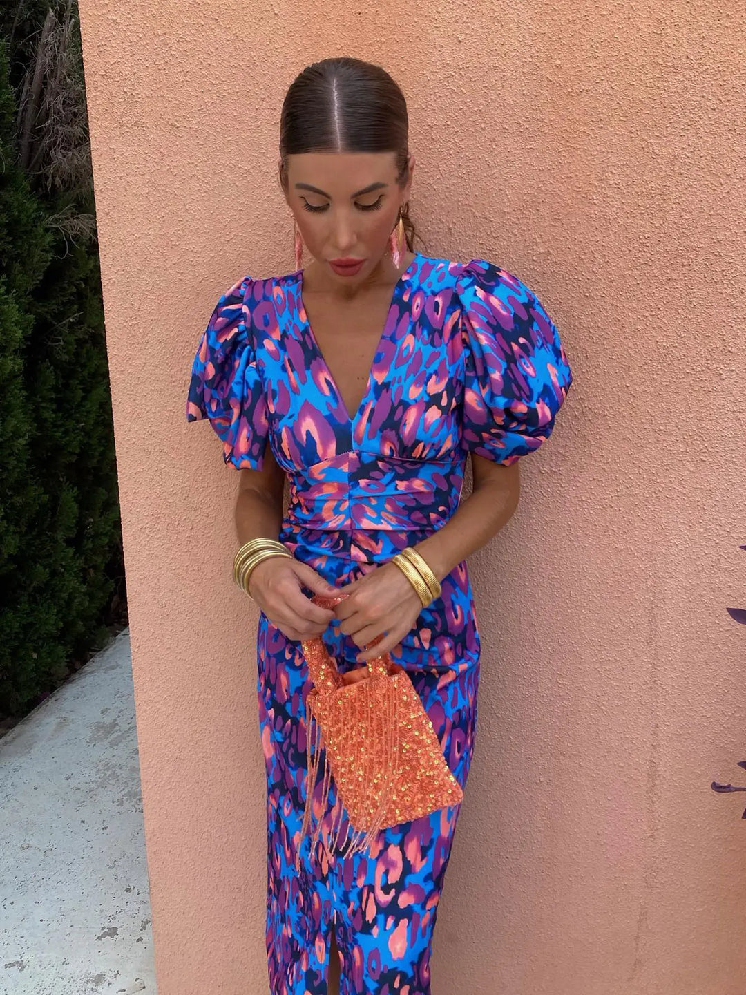 Robe Midi à Manches Bouffantes | Fête