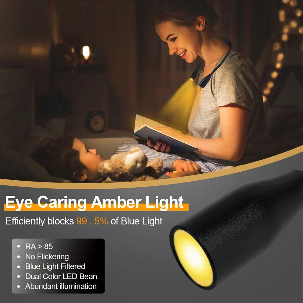 Lampe de Cou LED Rechargeable | Alimentation USB | 3 Couleurs de Lumière & Dimming Continu | Design Flexible & Portable