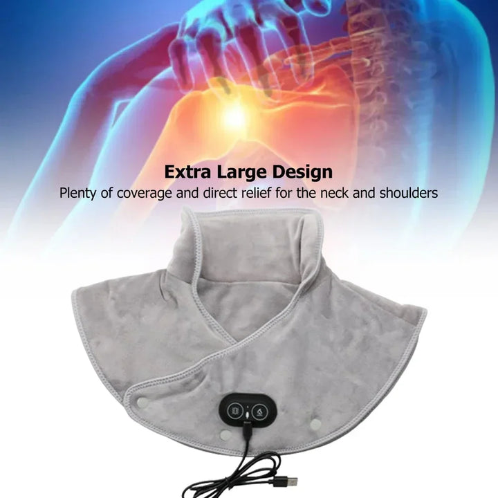 Massager de Cou & Épaules Chauffant | Coussin Chauffant USB avec Vibration | 3 Réglages de Température & Minuteur | Design en Peluche Douce