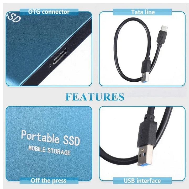 SSD Externe Ultra | USB 3.1 Type-C | Vitesses jusqu'à 1000 Mo/s | Disponible en 500 Go, 1 To et 2 To | Design Compact et Antichoc