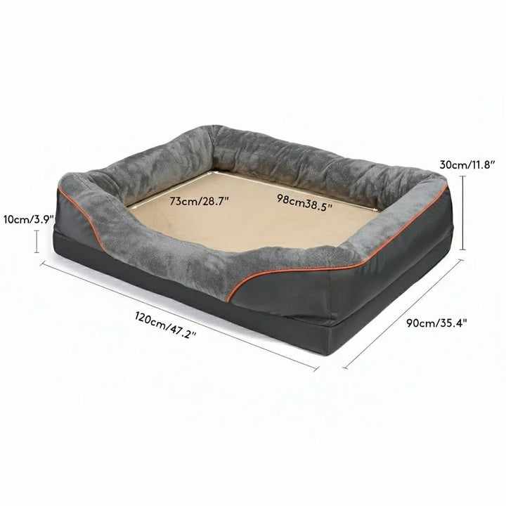 Lit Orthopédique Imperméable pour Chien avec Oreiller Élevé & Support en Mousse à Mémoire