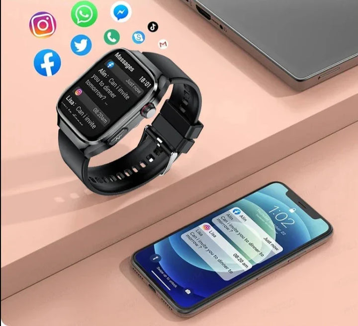 Montre connectée pour le suivi de la glycémie, ECG, mesure de l'acide urique, connectivité Bluetooth