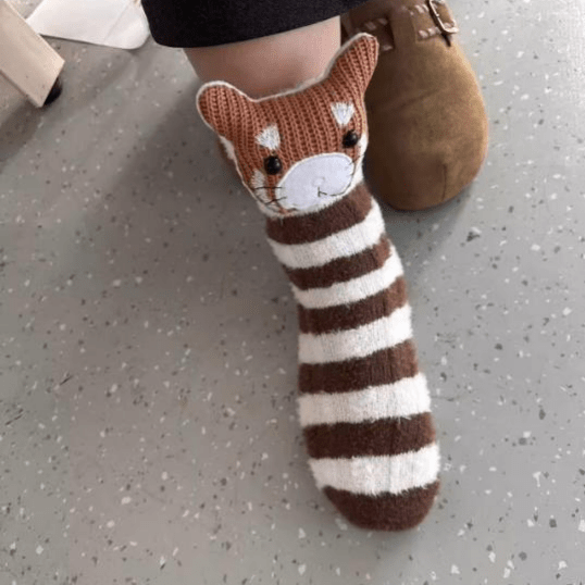Chaussettes de Maison Confortables avec Design Animal 3D Adorable et Semelle Antidérapante Sûre