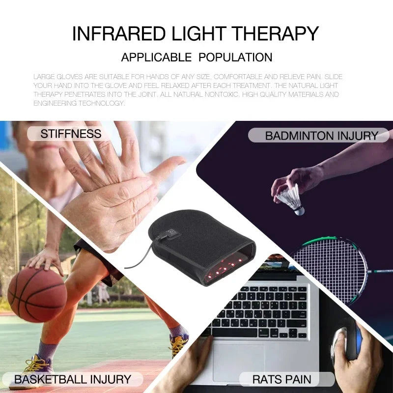 Gant de thérapie par lumière rouge pour soulagement de la douleur articulaire