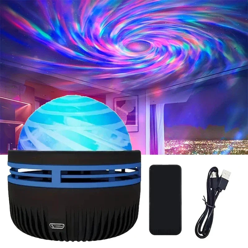 Projecteur d'Aurores Boréales | Synchronisation Musicale & Télécommande | Lumière Ambiante RGB | Chargement USB | 7.8×7.8×8.7 cm