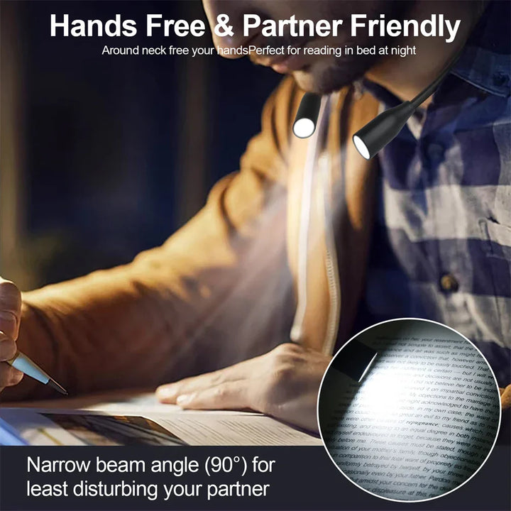 Lampe de Cou LED Rechargeable | Alimentation USB | 3 Couleurs de Lumière & Dimming Continu | Design Flexible & Portable