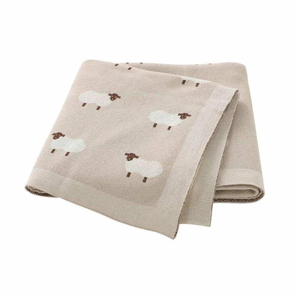 Couverture Bébé Tricotée Design Mouton | Tissu Doux en Peluche