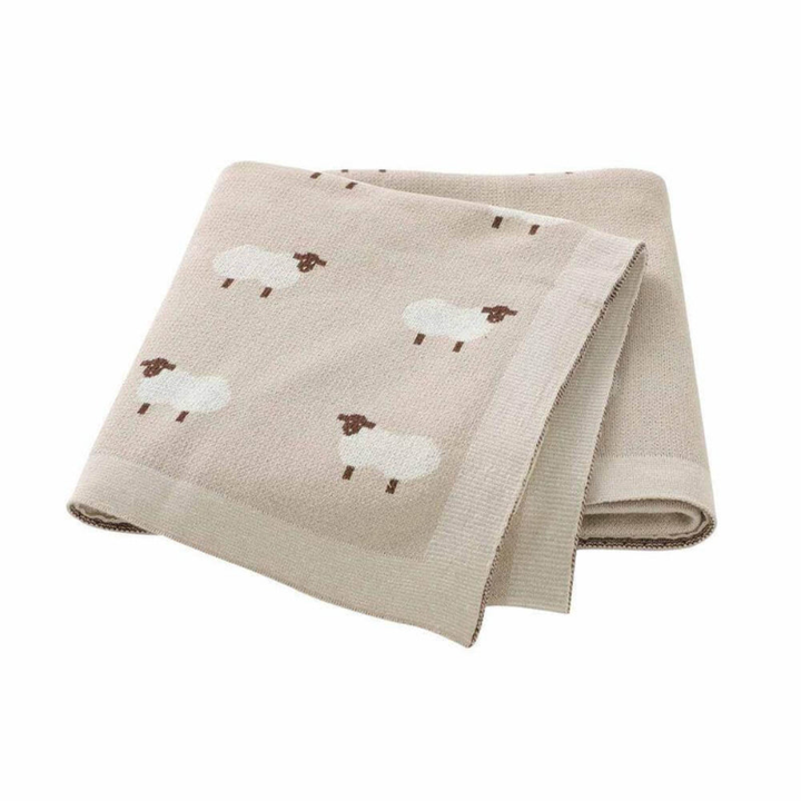 Couverture Bébé Tricotée Design Mouton | Tissu Doux en Peluche