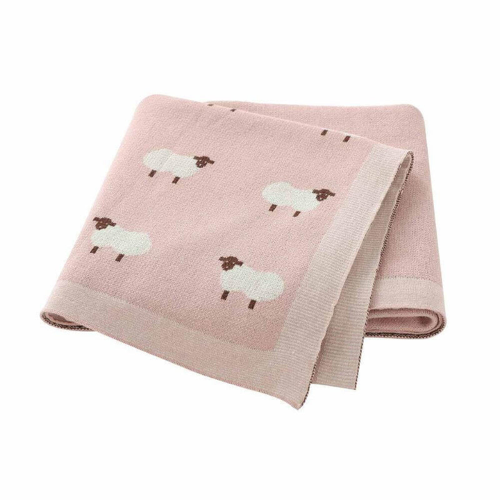 Couverture Bébé Tricotée Design Mouton | Tissu Doux en Peluche