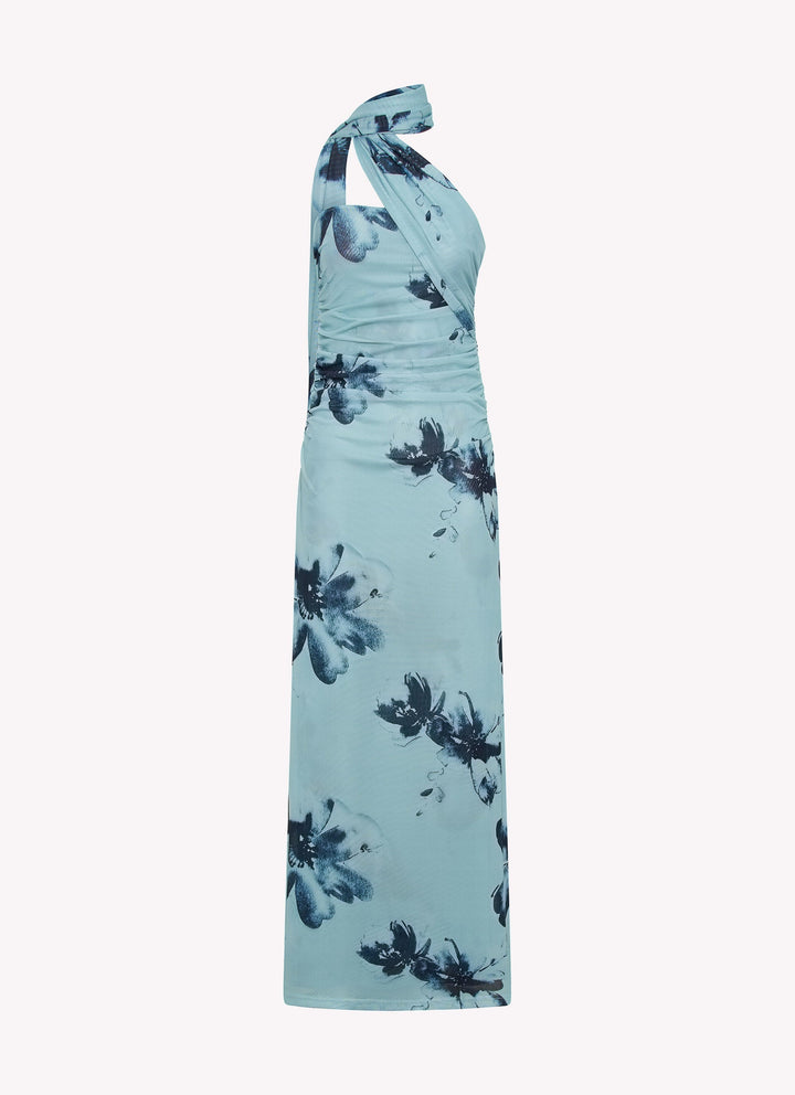 Robe Maxi Carlotta - Imprimé Floral Bleu Noir