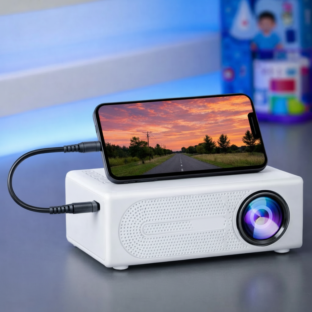 Mini Projecteur Haute Intensité 3000 Lumens – Compact, Compatible HDTV & USB, Parfait pour le Home Cinéma & l'Utilisation en Extérieur !