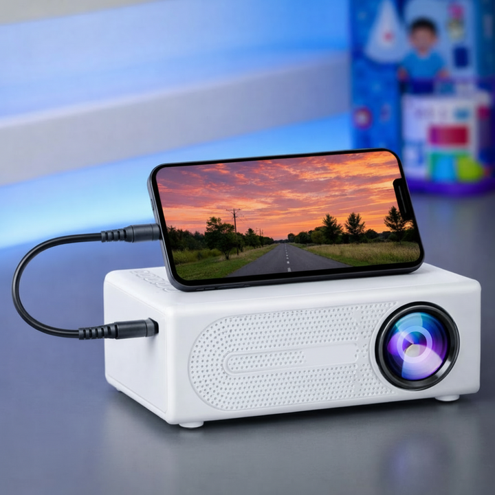 Mini Projecteur Haute Intensité 3000 Lumens – Compact, Compatible HDTV & USB, Parfait pour le Home Cinéma & l'Utilisation en Extérieur !