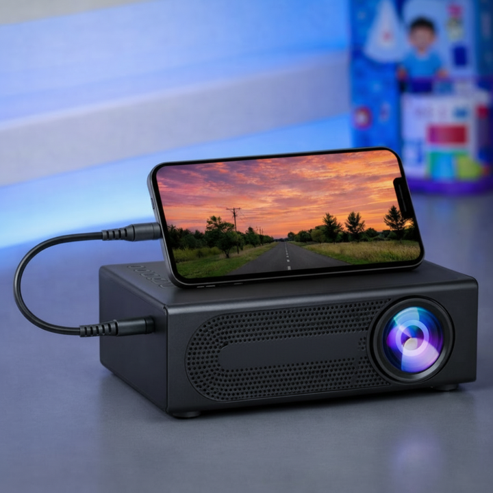 Mini Projecteur Haute Intensité 3000 Lumens – Compact, Compatible HDTV & USB, Parfait pour le Home Cinéma & l'Utilisation en Extérieur !
