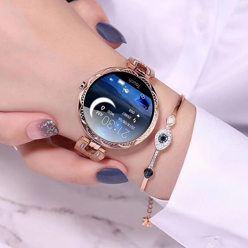 Montre intelligente de fitness pour femmes étanche avec surveillance du pouls
