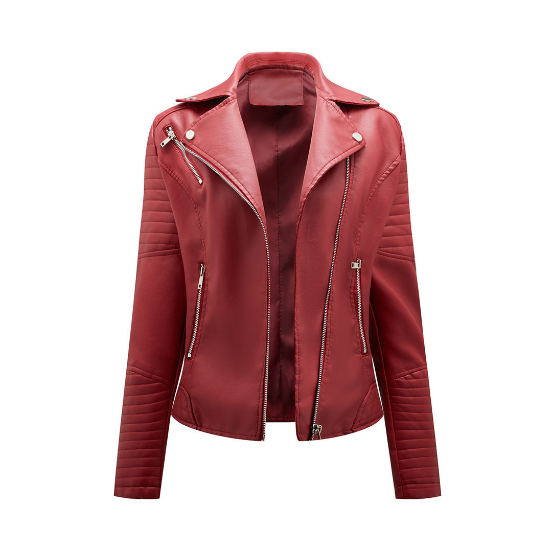 Veste en Cuir Femme à Revers | Courte