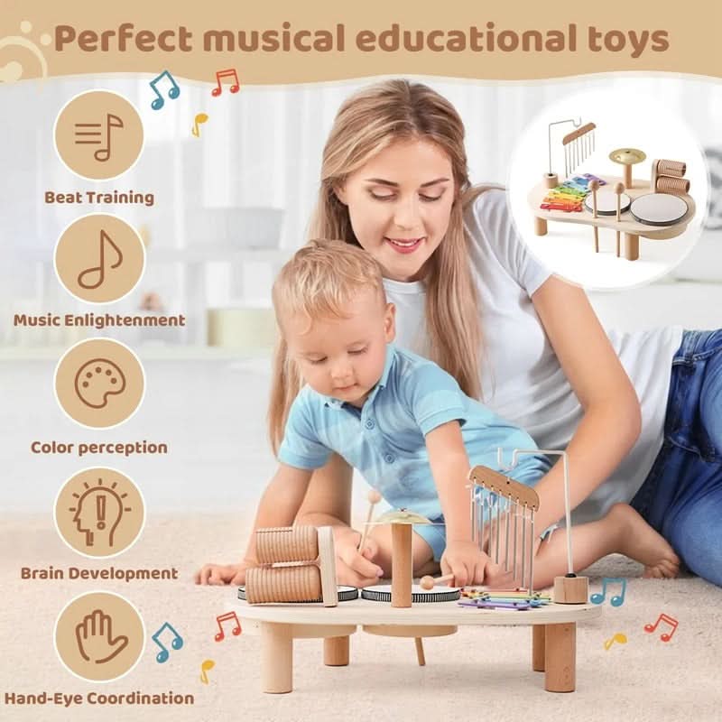 Ensemble de Jouets Musicaux en Bois pour Bébés Créatifs de 12 Mois et Plus