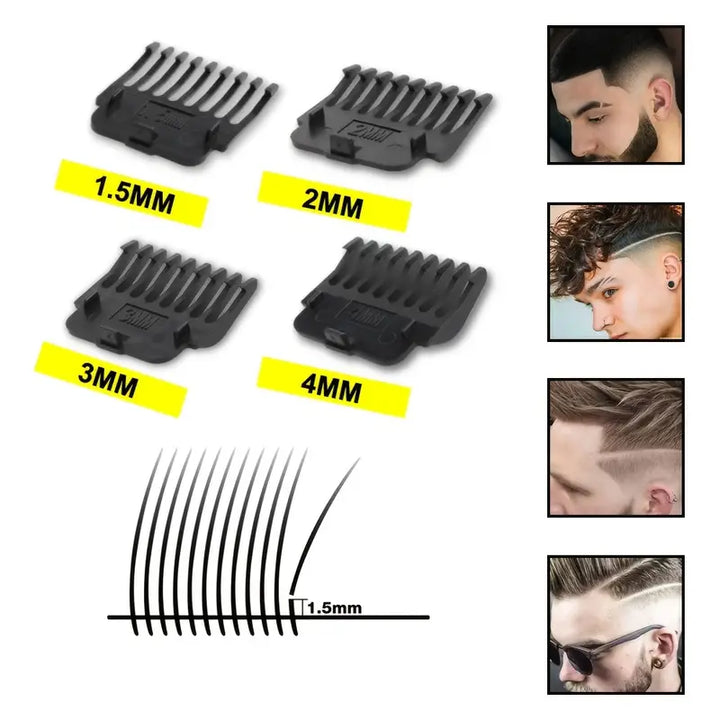 Set de toilettage professionnel pour cheveux et barbe pour hommes en 3 pièces, tondeuses sans fil avec écran LED, rechargeable par USB