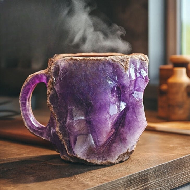 Tasses à café en cristal minéral fait main | Isolantes et compatibles avec le micro-ondes | 350–450 ml