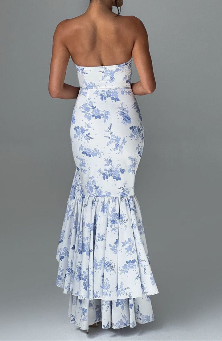 Robe Maxi Alba - Imprimé Floral Bleu