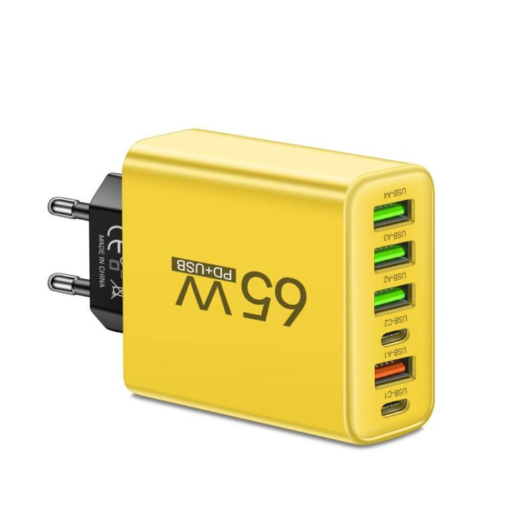 Chargeur Rapide 65W 6-en-1 – Chargez Jusqu'à 6 Appareils en Même Temps – Parfait pour la Maison, le Bureau et les Voyages