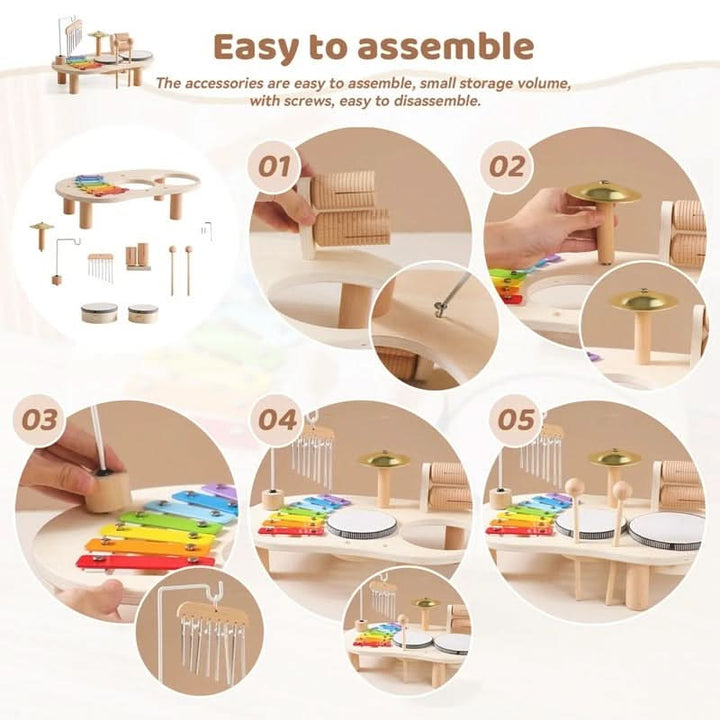 Ensemble de Jouets Musicaux en Bois pour Bébés Créatifs de 12 Mois et Plus