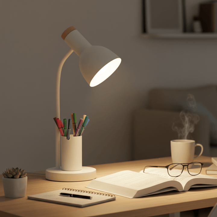 Lampe de Bureau LED Moderne avec Porte-Stylo pour Bureau et Maison