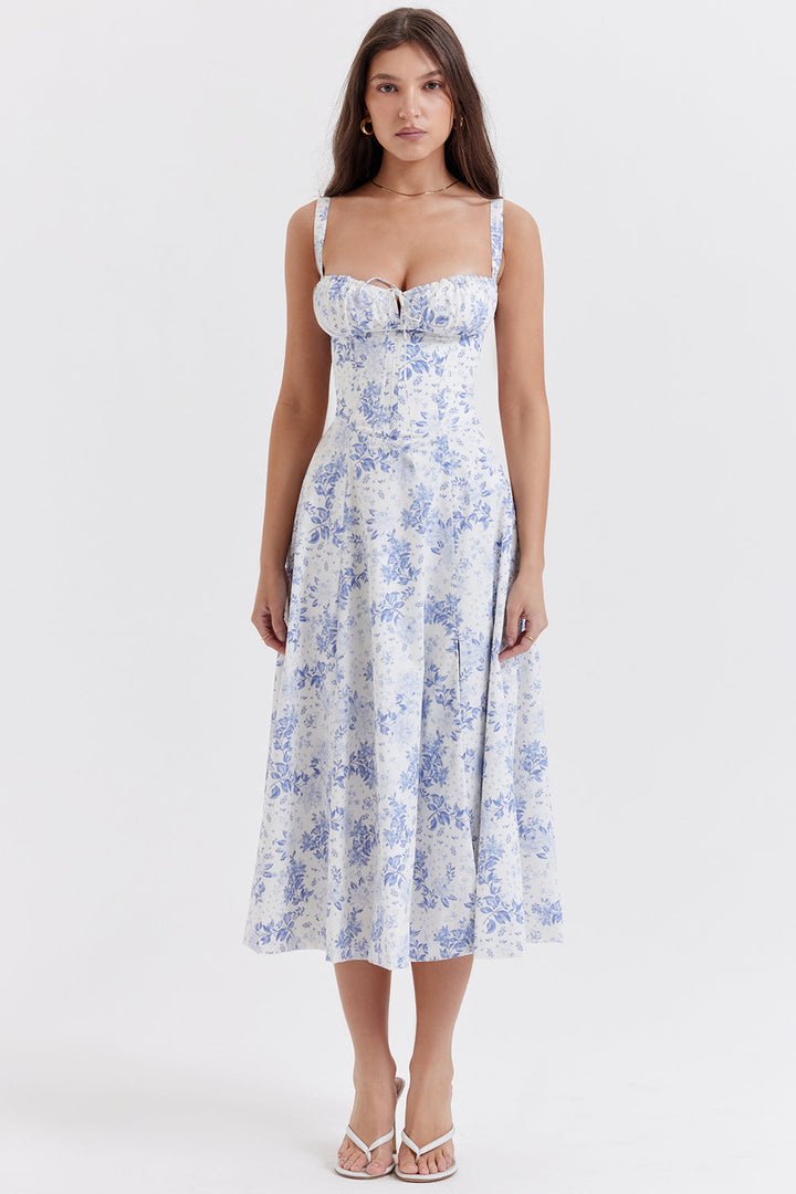 Robe Bustier Sur Mesure avec Imprimé Floral Printanier Moderne