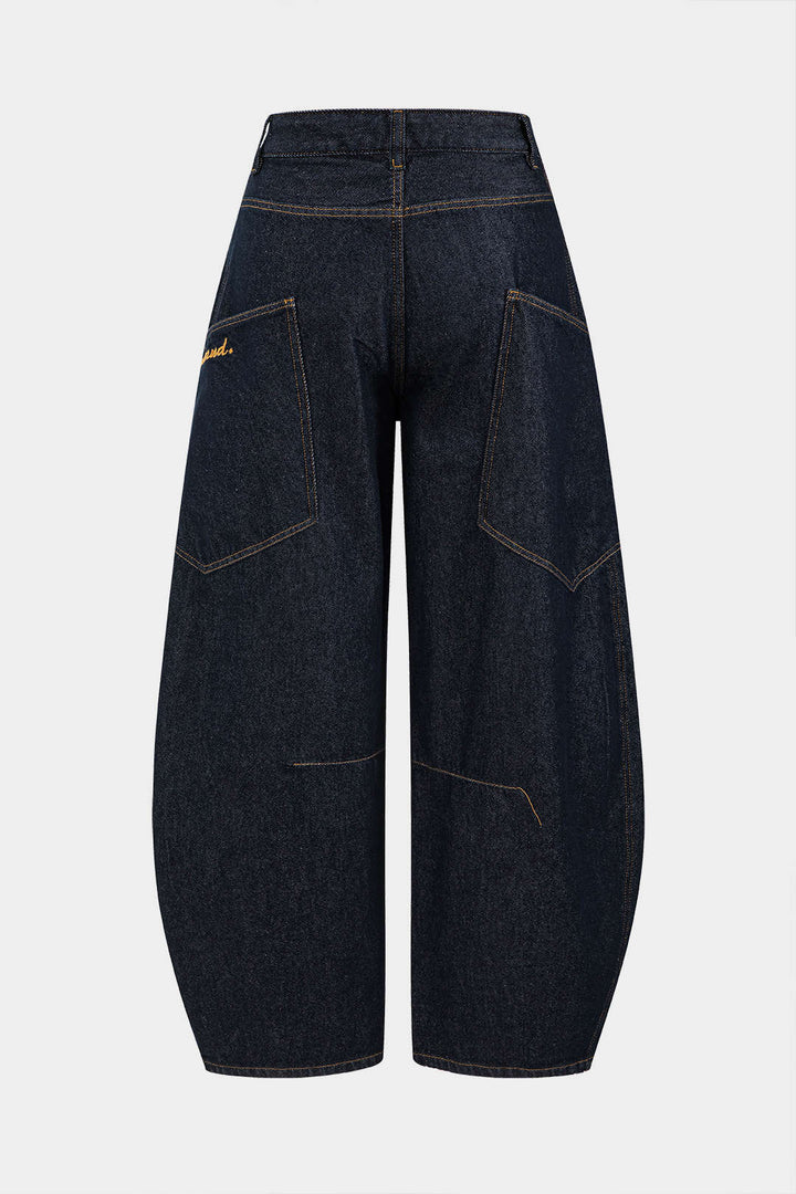 Jeans Barrel Large Vintage Lavés pour Femmes