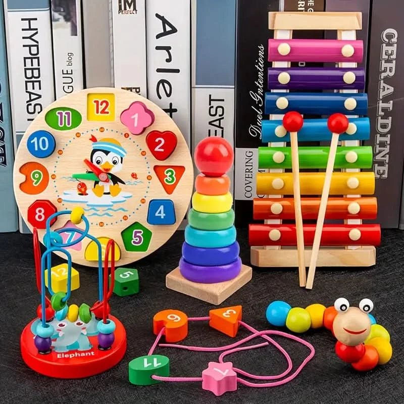 Ensemble d'apprentissage Montessori 5-en-1 – Développement créatif pour les bébés à partir de 6 mois