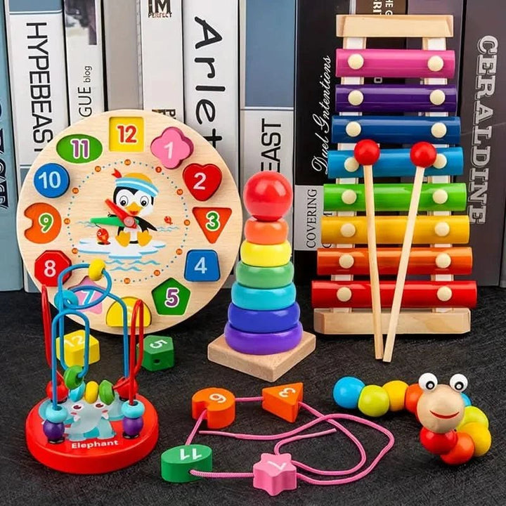 Ensemble d'apprentissage Montessori 5-en-1 – Développement créatif pour les bébés à partir de 6 mois