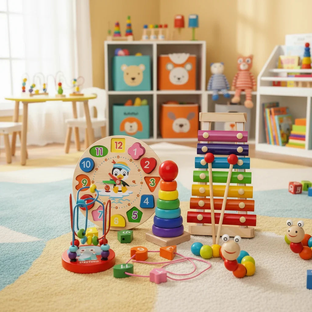 Ensemble d'apprentissage Montessori 5-en-1 – Développement créatif pour les bébés à partir de 6 mois