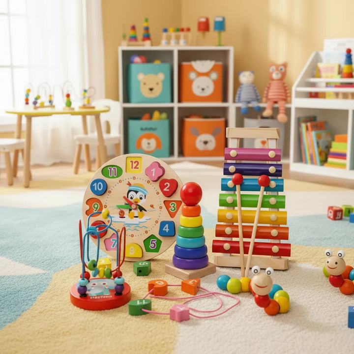 Ensemble d'apprentissage Montessori 5-en-1 – Développement créatif pour les bébés à partir de 6 mois
