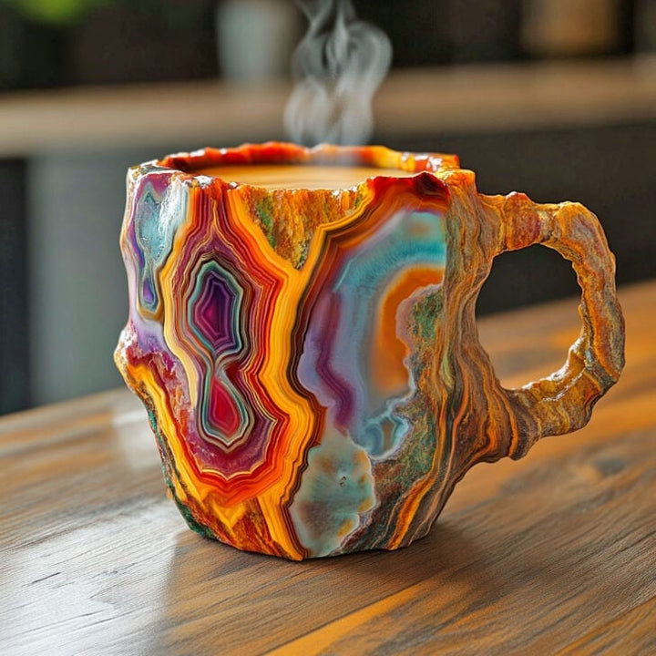 Tasses à café en cristal minéral fait main | Isolantes et compatibles avec le micro-ondes | 350–450 ml