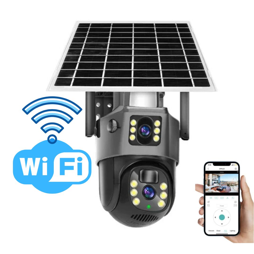 Caméra de Sécurité 4K Sans Fil avec Panneau Solaire – Protection Double 4K