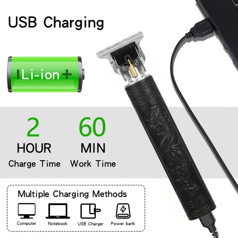 Set de toilettage professionnel pour cheveux et barbe pour hommes en 3 pièces, tondeuses sans fil avec écran LED, rechargeable par USB