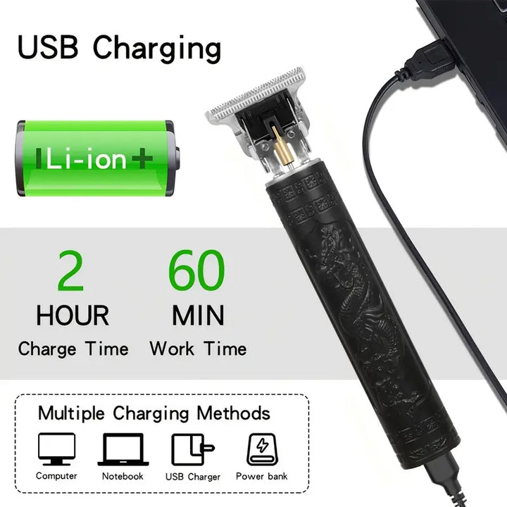 Set de toilettage professionnel pour cheveux et barbe pour hommes en 3 pièces, tondeuses sans fil avec écran LED, rechargeable par USB