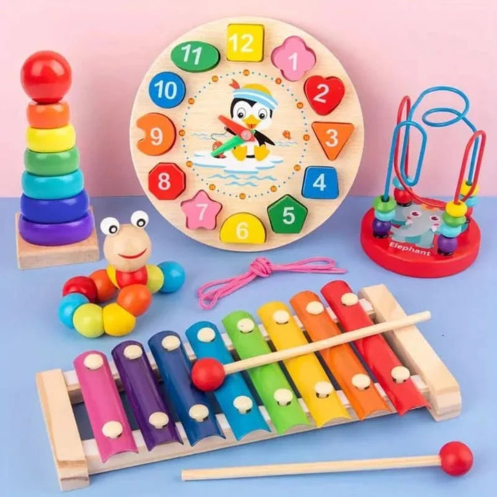Ensemble d'apprentissage Montessori 5-en-1 – Développement créatif pour les bébés à partir de 6 mois