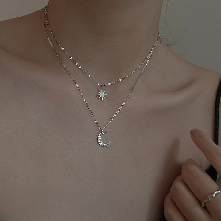 Collier Double Lune en Argent Lumière de Lune