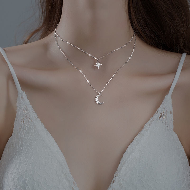 Collier Double Lune en Argent Lumière de Lune