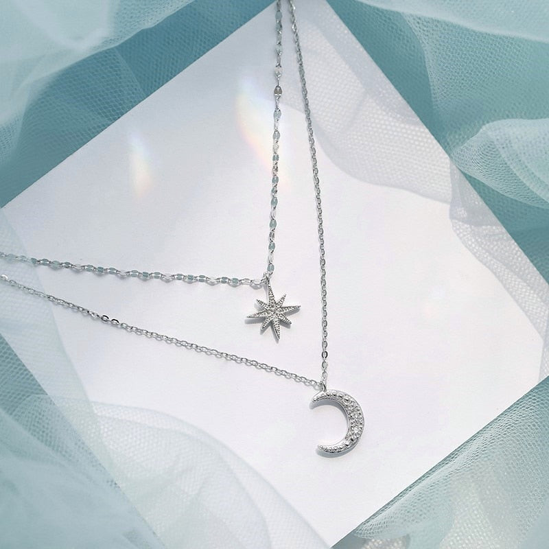 Collier Double Lune en Argent Lumière de Lune