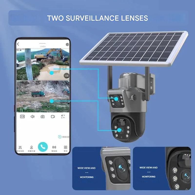 Caméra de Sécurité 4K Sans Fil avec Panneau Solaire – Protection Double 4K