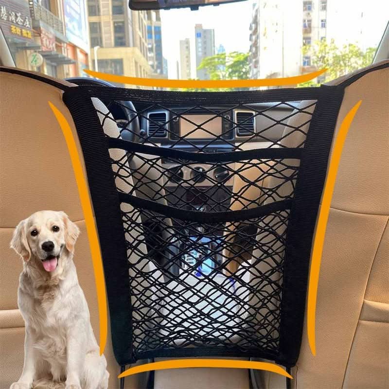 Filet de sécurité pour chiens en voiture avec solution de rangement pratique