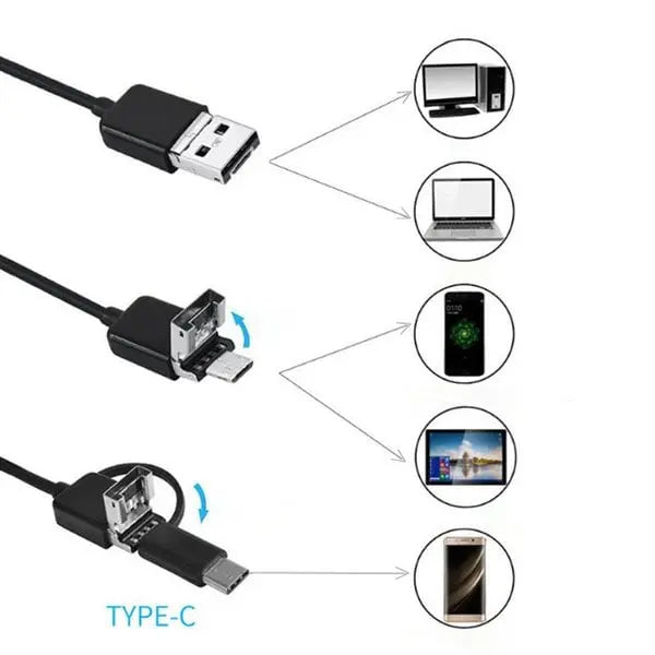 Caméra d'inspection de câble de 5 m avec fonctionnalité endoscope pour appareils mobiles